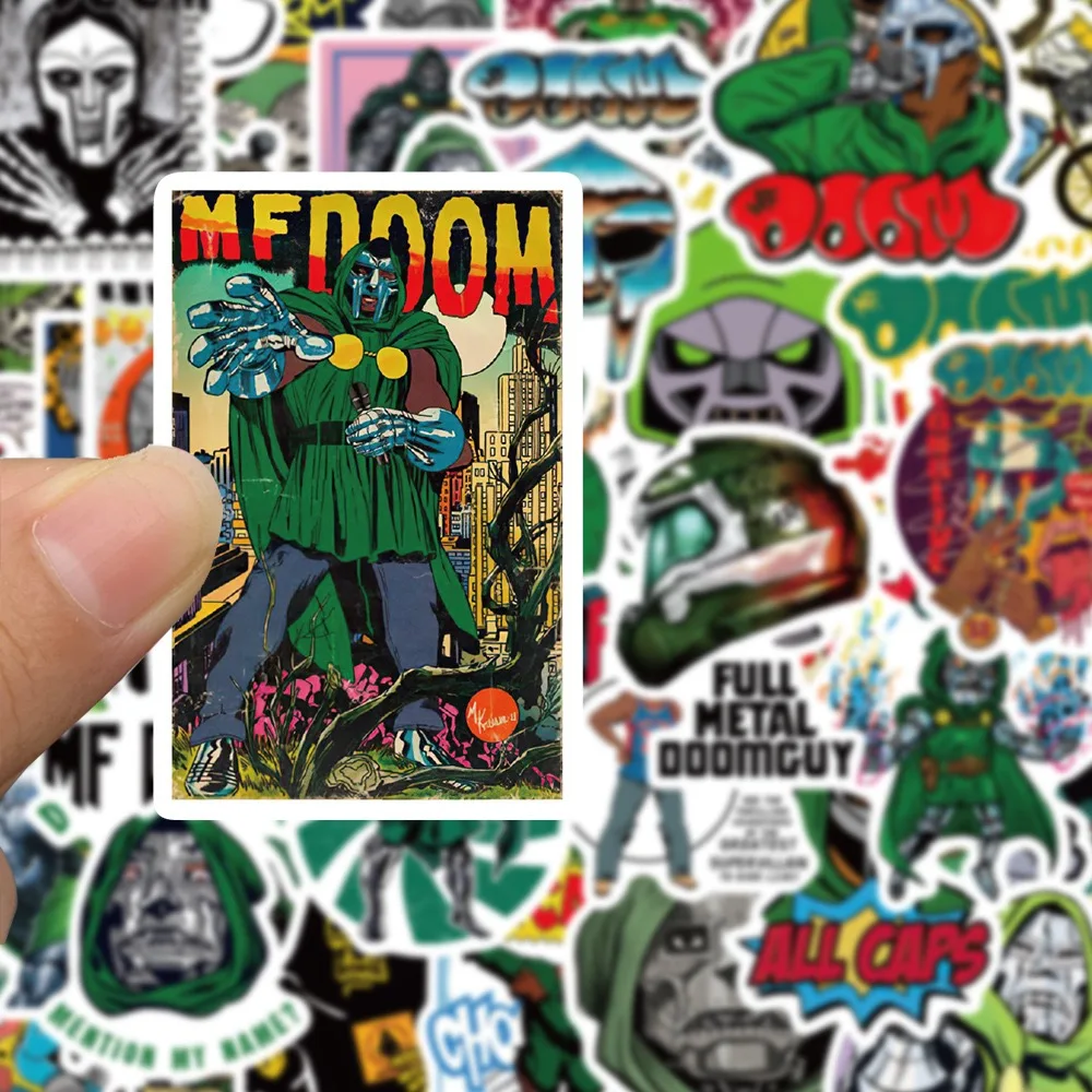 50 pièces Hip Hop rappeur Mf Doom autocollants chanteur Fan cadeau bricolage décoration téléphone tasse bagages Scrapbook ordinateur portable hélicoptère guitare décalcomanie