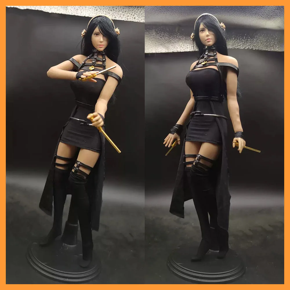 1/6 Japanese Comics Role Yolfoge Clothes Set Sexy Off-shoulder Halter Tight Dress Overknee Socks with Weapon for 12