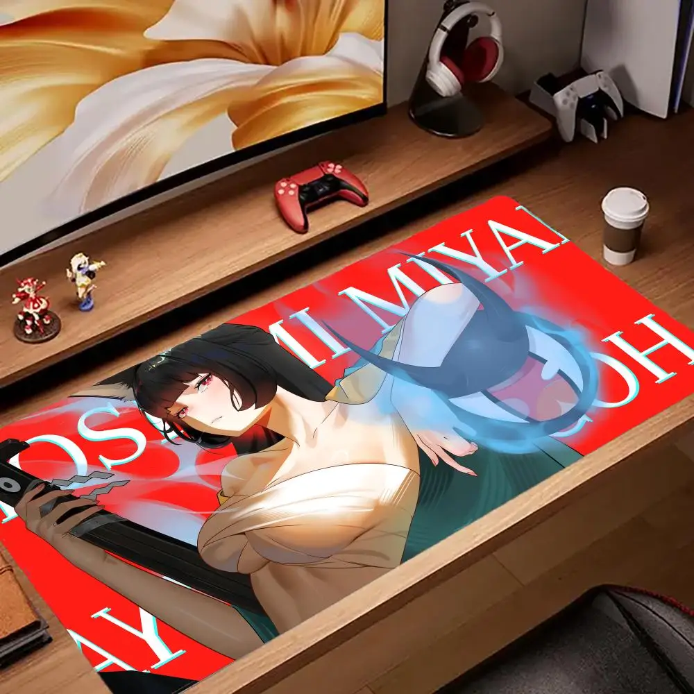 

Hoshimi Miyabi Zenless zone zero Mouse Pad Tapetes de Mesa Teclado, Borracha Kawai, Tapete de Mesa Antiderrapante, XXL90x40cm