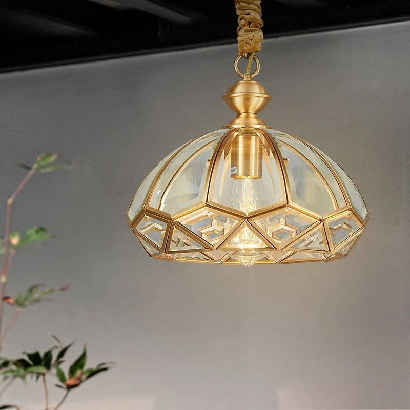 

Modern Designer Light Luxury All Copper LED E27 Pendant Light Restaurant Hotel Parlour High-end Chandelier Indoor Decor Lighting