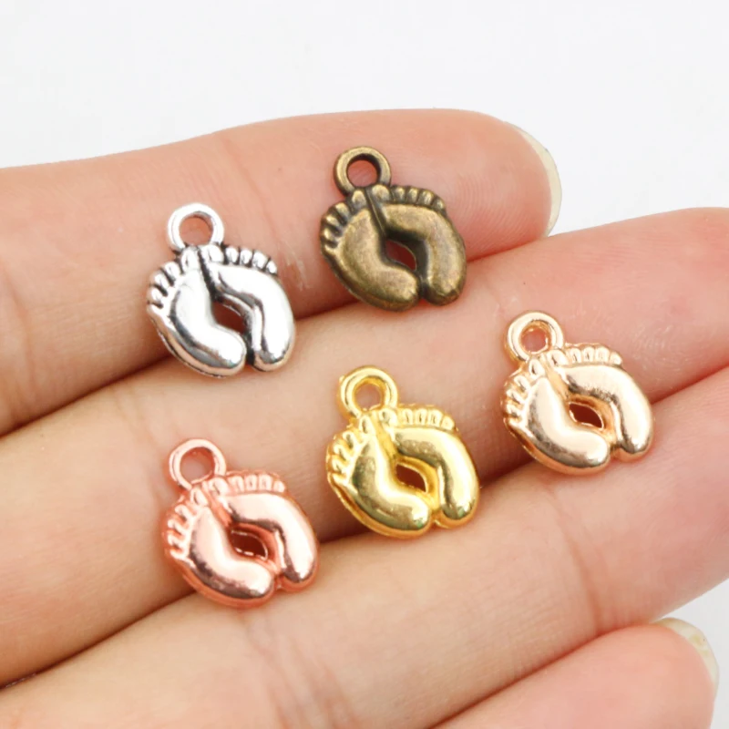 20pcs 13x10mm Charms feet foot Tibetan Silver Plated Gold Plated Bronze Pendants Antique Jewelry Making DIY Handmade Craft