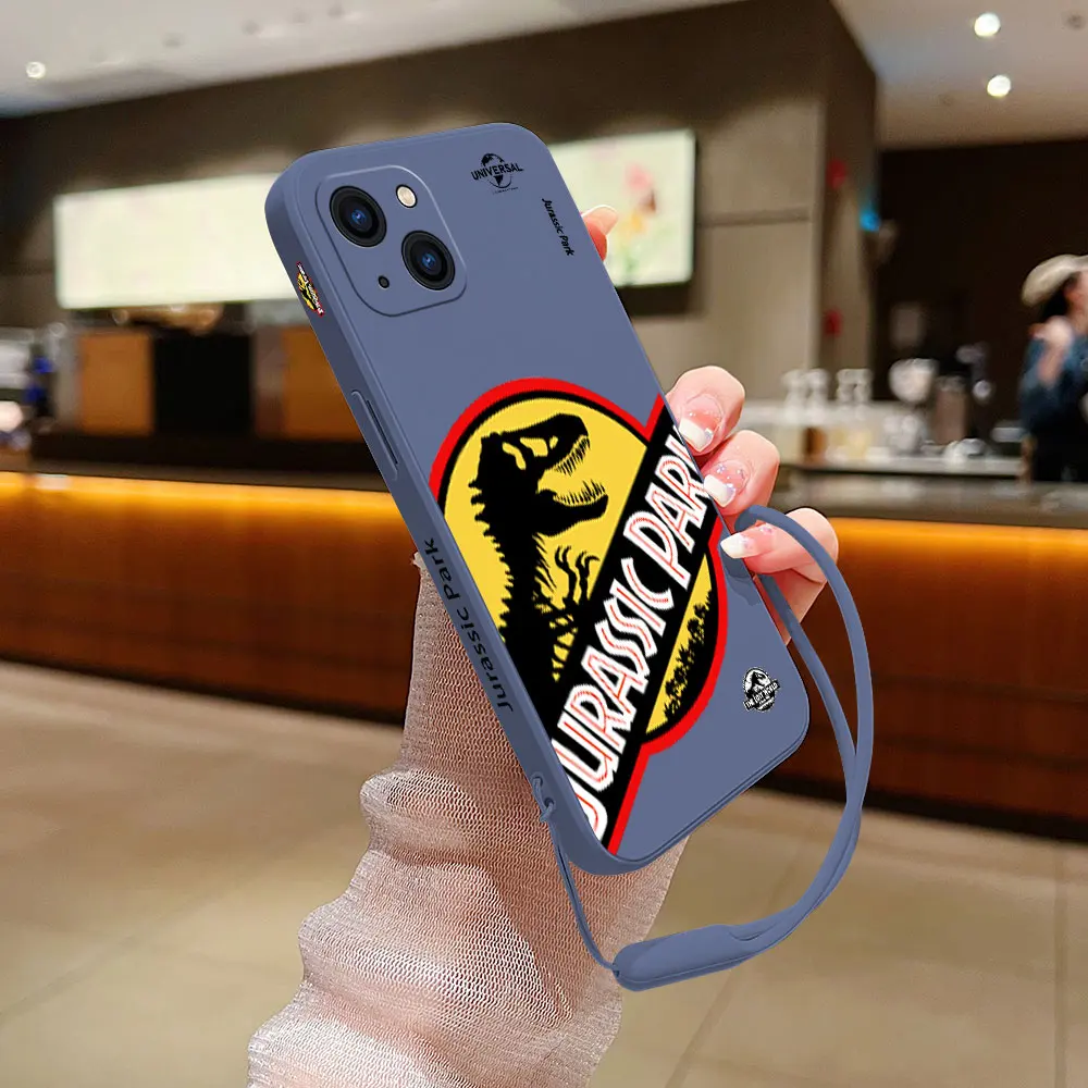 Coque Jurassic ParkS CapaS plate Phone Case For iPhone 15 14 13 12 11 Pro Max Mini X XR XS MAX SE20 8 7 Silicone with Hand Strap