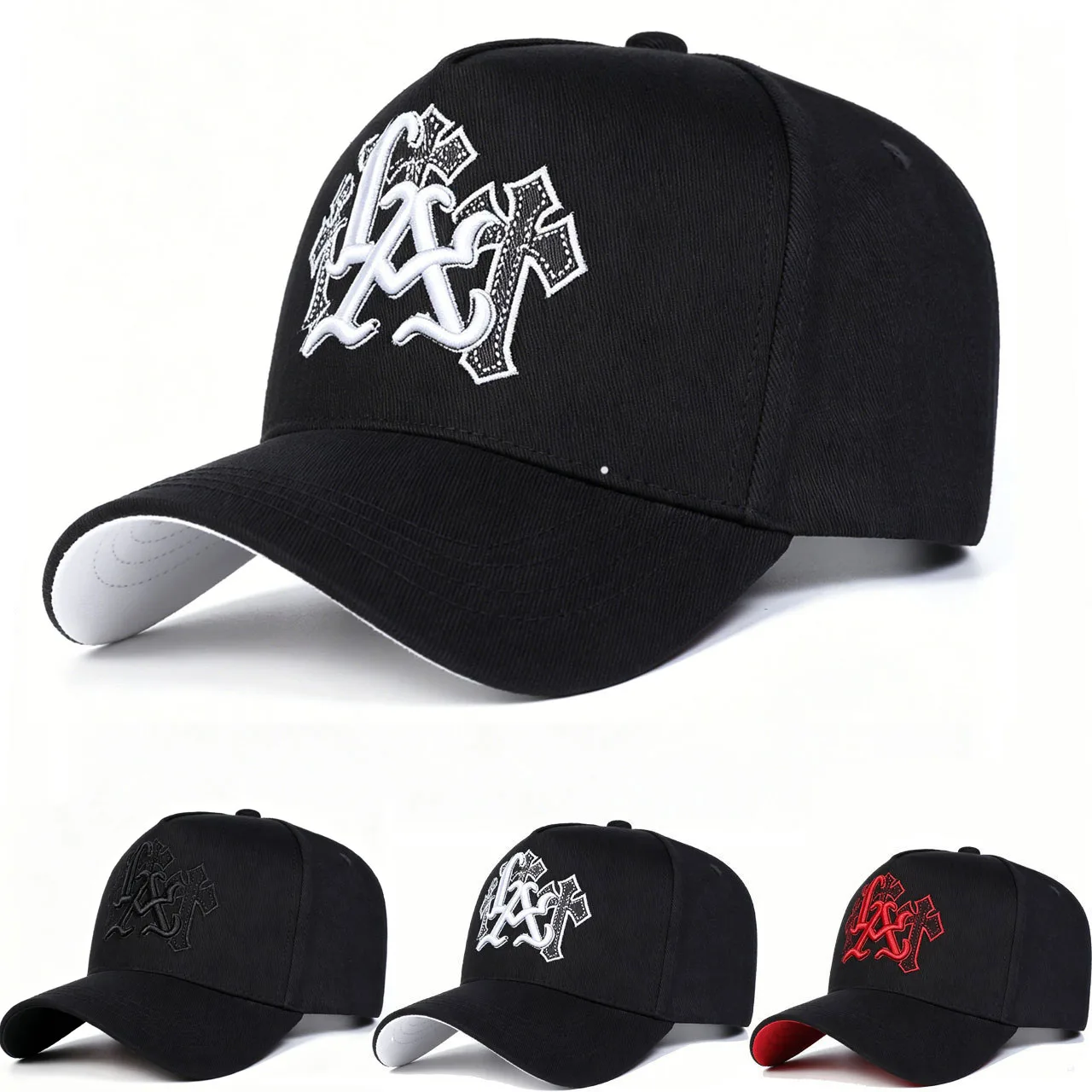 Unisex LA Letter Cross Embroidery Baseball Caps Spring and Autumn Outdoor Adjustable Casual Hats Sunscreen Hat Sports Cap