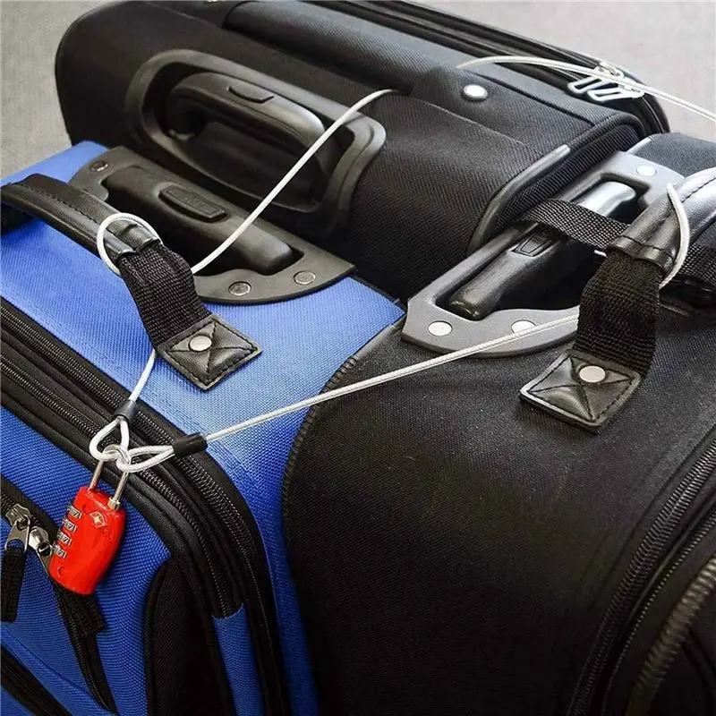 A89E-5X 100CM/3.3Ft Long Travel Security Cable Lock,Braided Steel Coated Safety Cable Luggage Lock,Safety Cable Wire Rope