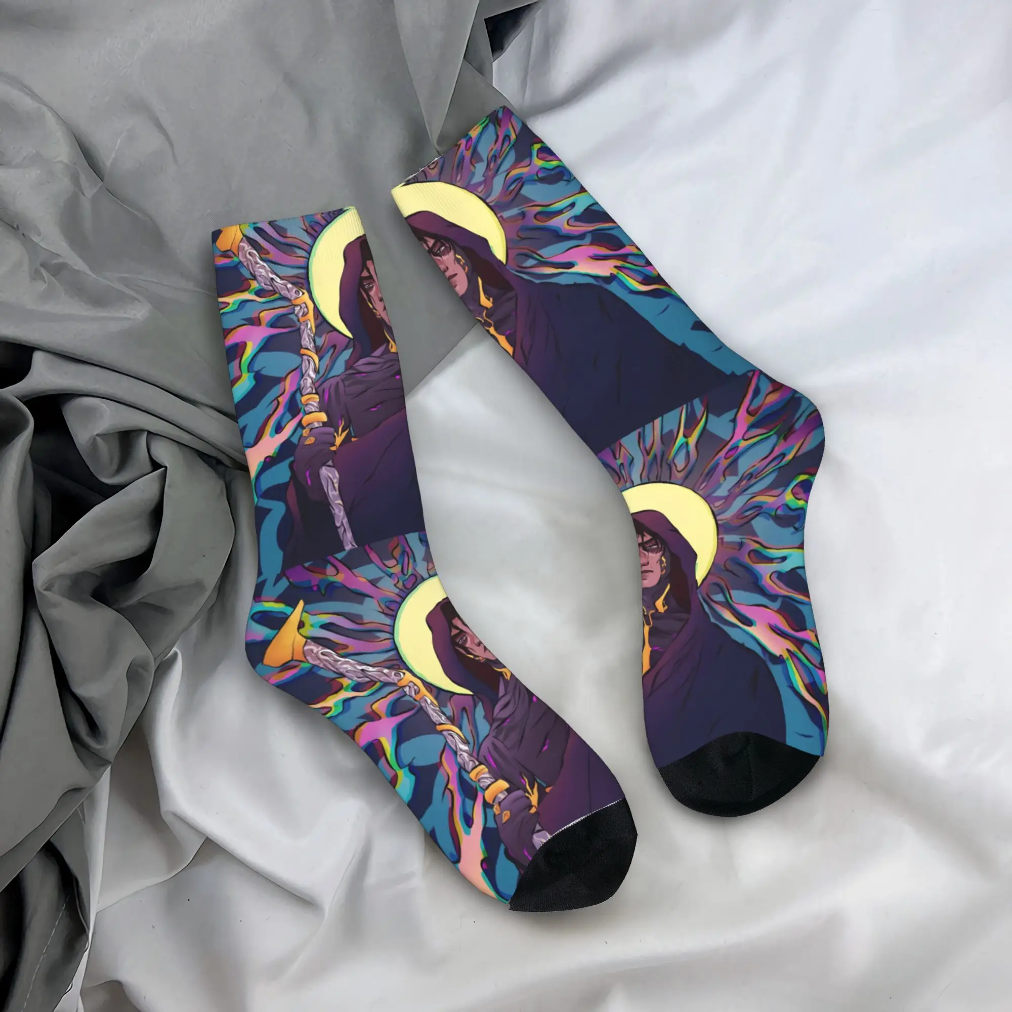 

Носки аниме Vi Jayce Caitlyn Viktor Иисус Севика, носки с 3D принтом, графические чулки, нескользящие носки для пар, осенние забавные спортивные носки