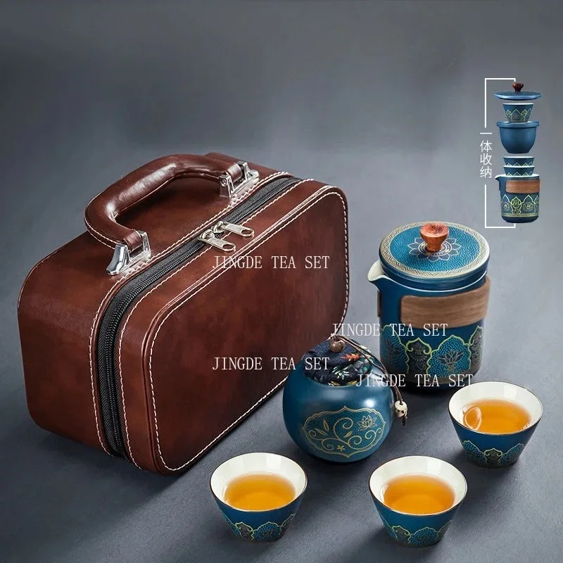 

Ceramic Creative Travel Tea Set Retro Outdoor Portable Office Quick Customer Cup Handheld Gift