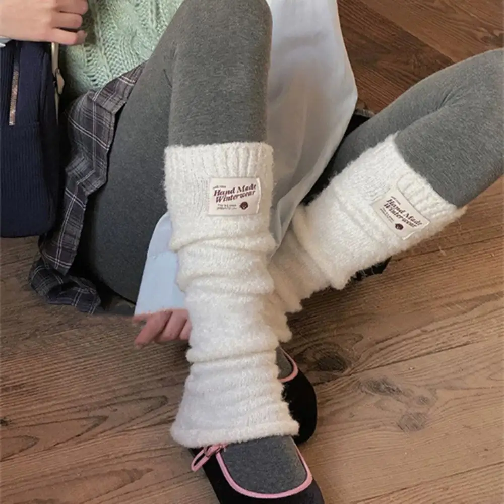

Y2k Leg Warmers Trendy Colorful Kintted Footcover Hosiery Thickened Wool Legging Socks JK Plush Leg Socks Winter Warm Calf Socks
