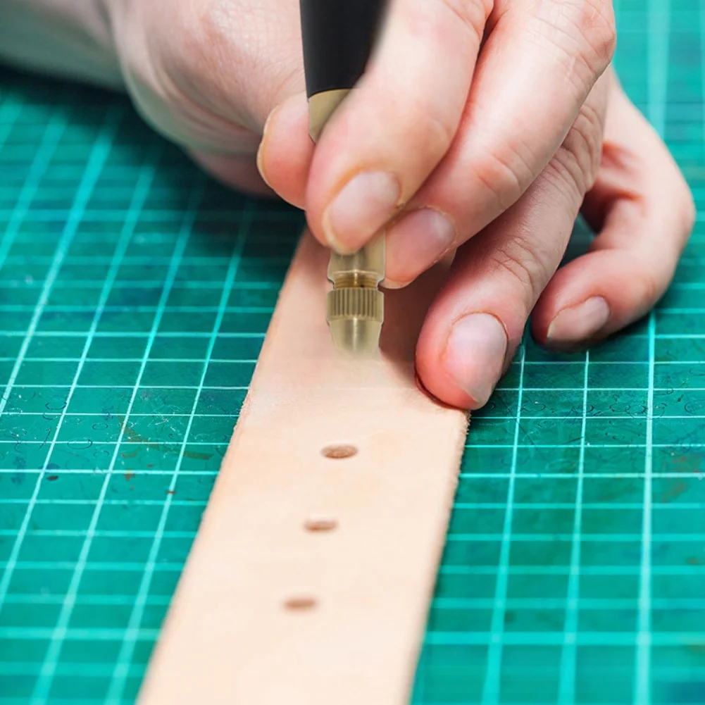 Perfurador de vários tamanhos com 7 pontas de 0,0 mm a 4 mm para artesanato em couro e perfuração de cinto de metal com remoção eficiente de viros