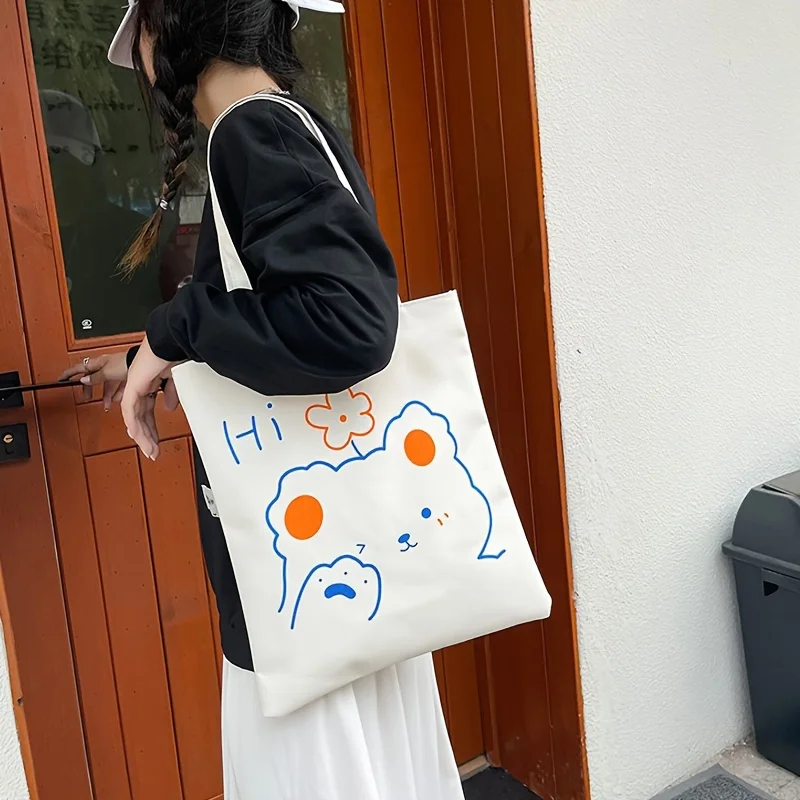 New Simple Ladies Canvas Shoulder Bag Handbag Outdoor Travel Shopping Casual Match All Student Commuting Cute Bag