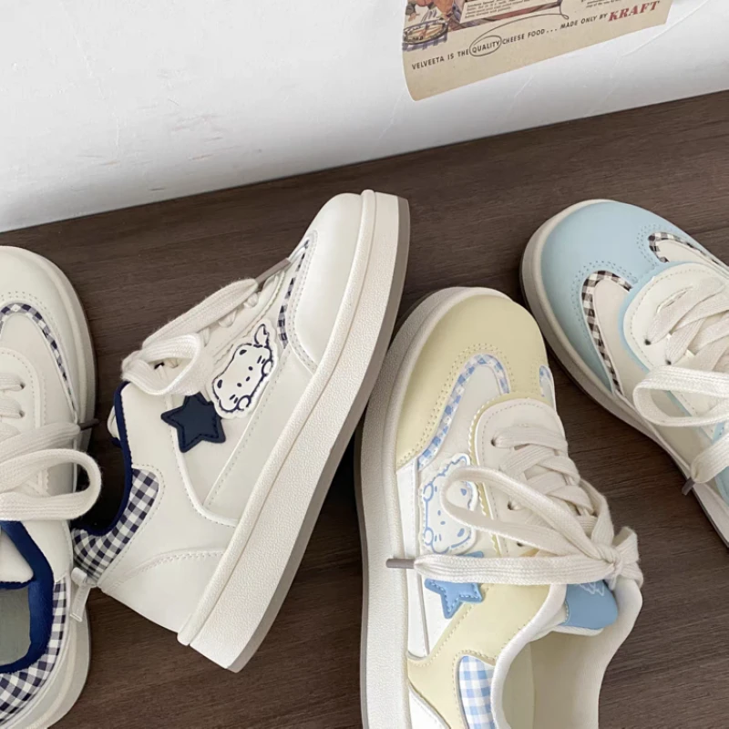 Damen Casual Flache Schuhe - Cartoon-Dekor, Bequeme Atmungsaktive Sneaker, Leichte Sommer-Campus-Schuhe für den Täglichen Gebrauch