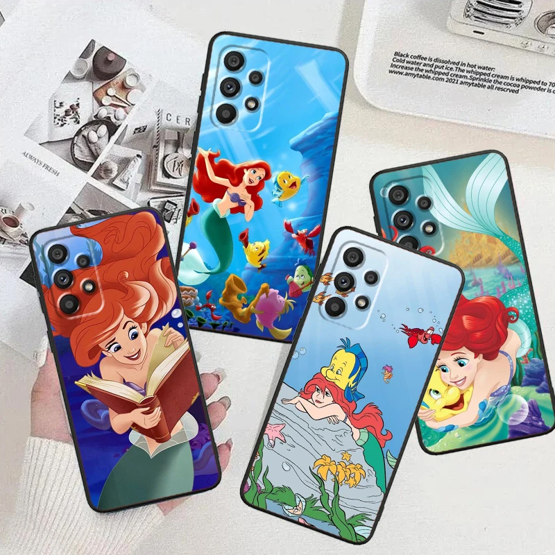 

Disney Mermaid Princess For Samsung A53 A52 A33 A32 A51 A71 A21S A13 A73 A55 A22 A23 A35 A72 A54 A12 5G Black Funda Phone Case