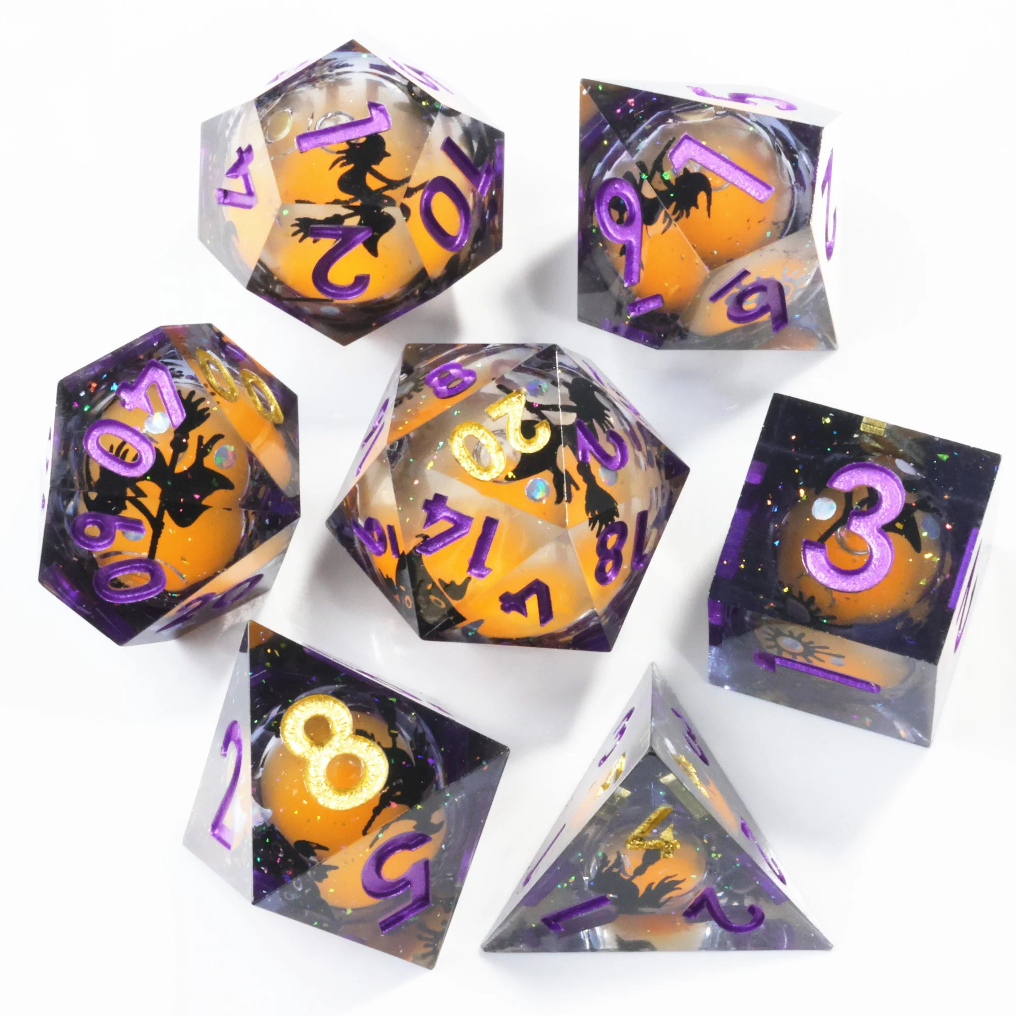 MINI PLANET DND Liquid Core Dice Set Handmade Polyhedral Resin Dice for TRPG Dungeons&Dragons Desktop Game Witch Dice D6 D20 D&D