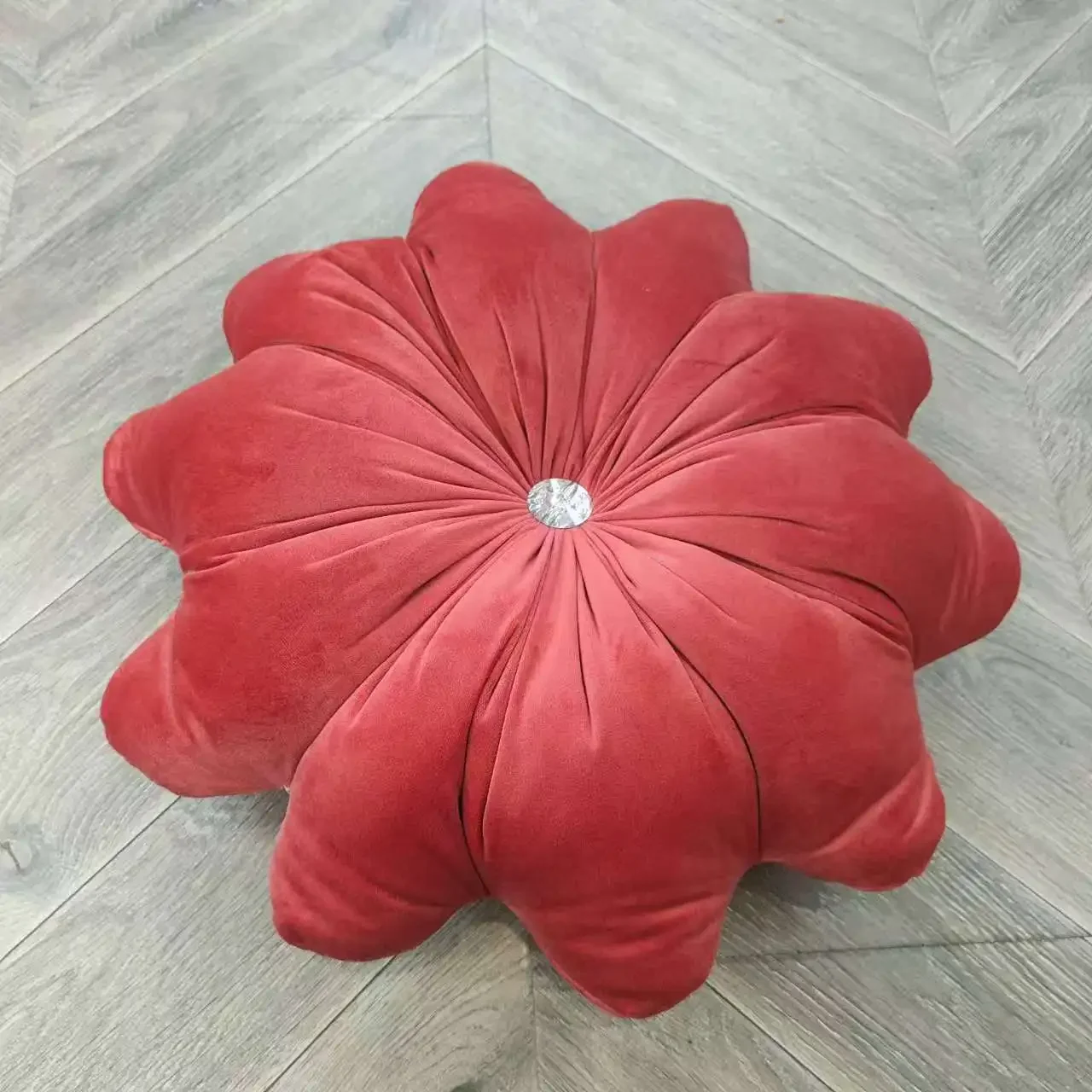 Velvet Flower-Shaped Round Pillow, Soft Cozy Luxury Velvet Fabric Backrest Cushion for Sofa Bed Pillow Home Decoration