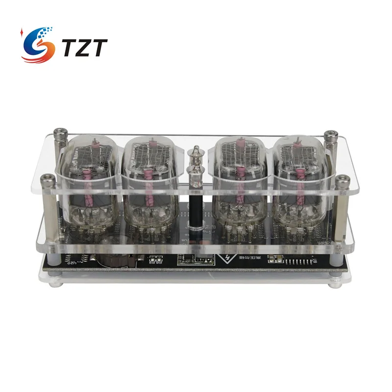 TZT IN-12 Glow Tube Clock Fluorescent Nixie Clock 6/225 Colors Light Display Time Date (with/without Tubes)