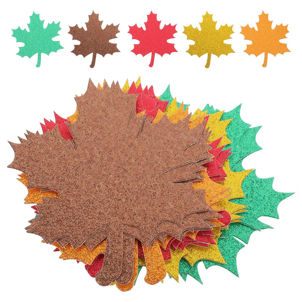 

30Pcs Maple Leaves Cutouts Decorations Glitter Paper Fall Leaves Mixed Colors Colorful Maple Leaf Paper Crafts Thanksgiving