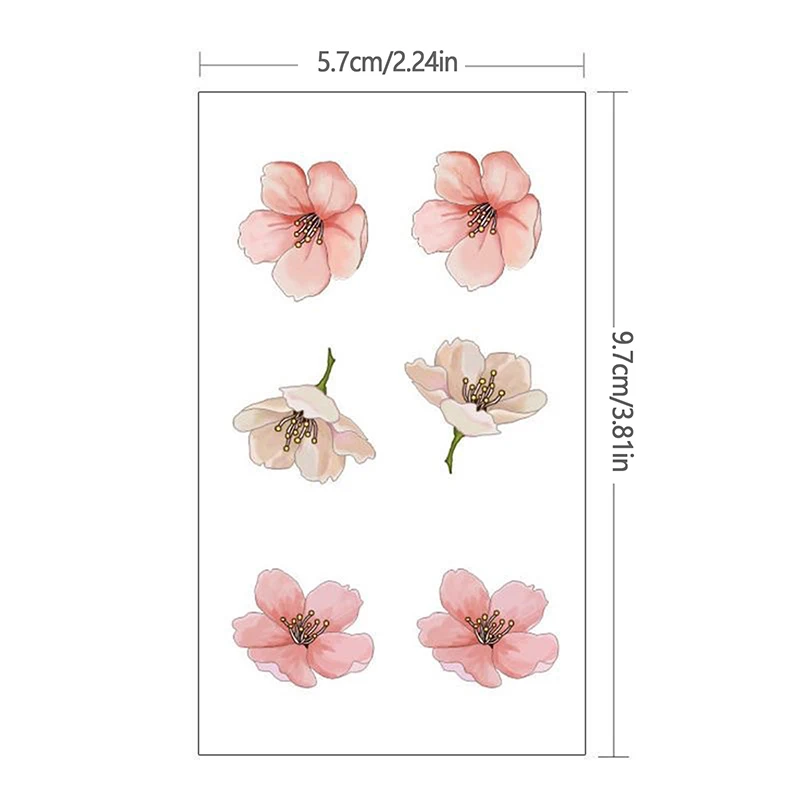 1 Vel Aquarel Bloemen Tattoo Sticker Kersenbloesem Tijdelijke Tattoo Wateroverdracht Body Art Decoratie Bloemblad Stickers