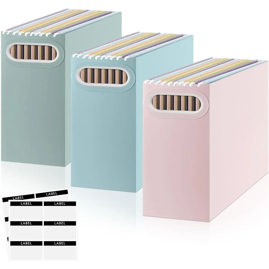 

3 шт. цветной подвесной органайзер для файлов Morandi, складная картонная коробка для файлов с ручкой и этикетками, пастельный подвесной держатель для папок