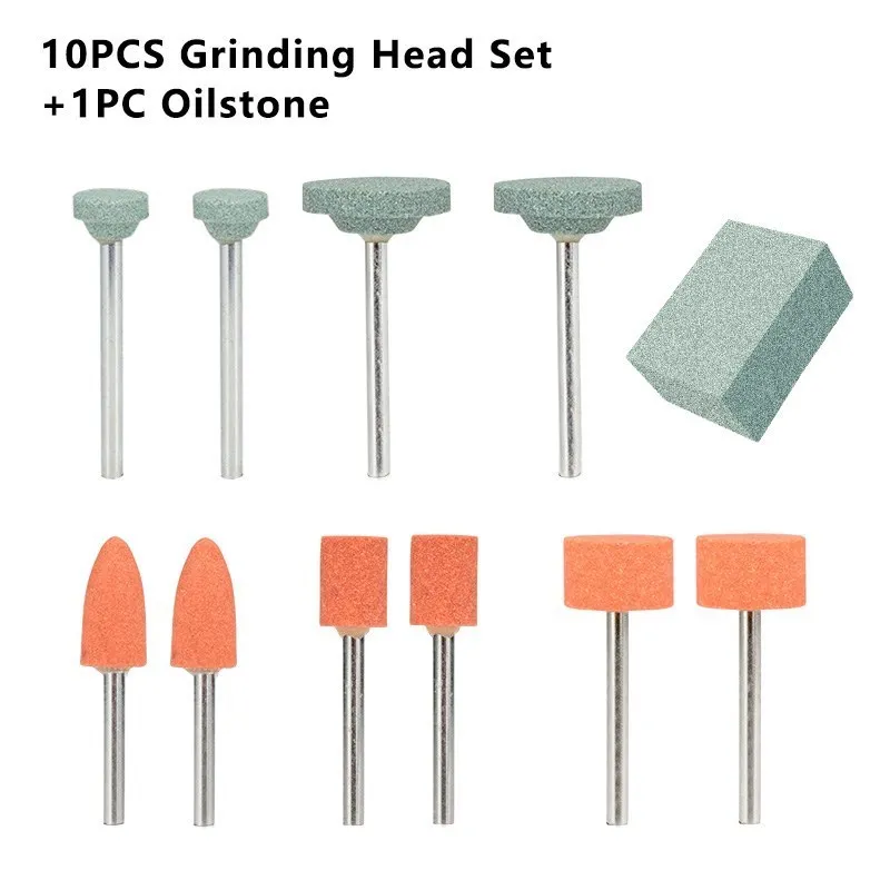 CMCP 11pcs Polishing Head Grinding Head Set  Abrasive Mounted For Dremel Rotary Power Tools Electric Grinding Stone Wheel