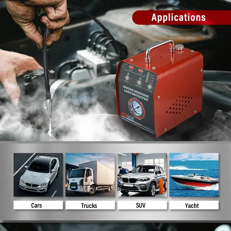 SD406 Automotive Smoke Machine Leak Detector 12V Dual Mode Car Pipe Leakage Tester with Pressure Gauge & Adjustable