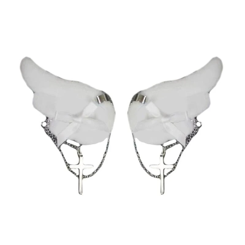 ホットガールアニメヘアピンサブカルチャーエンジェルウィングヘアクリップぬいぐるみサイドクリップティーンガール Y2K ヘアスタイリングクリップパンク頭飾り