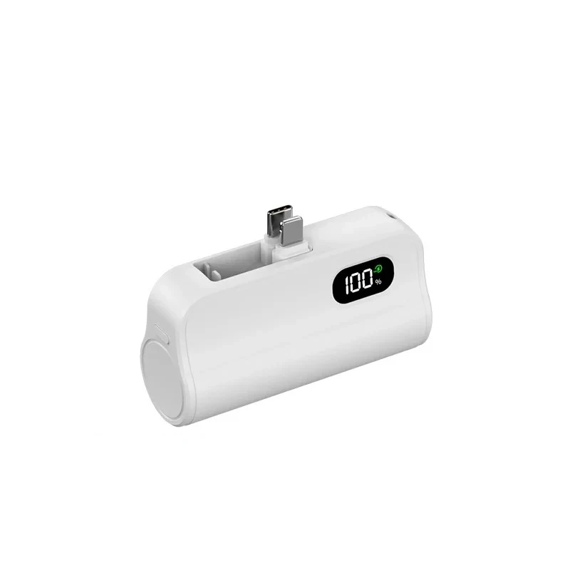 For IPhone Samsung 5000mAh Capsule Power Bank 2-in-1 Large Capacity LED Digital Display Portable Fast Charging Battery 2pcs
