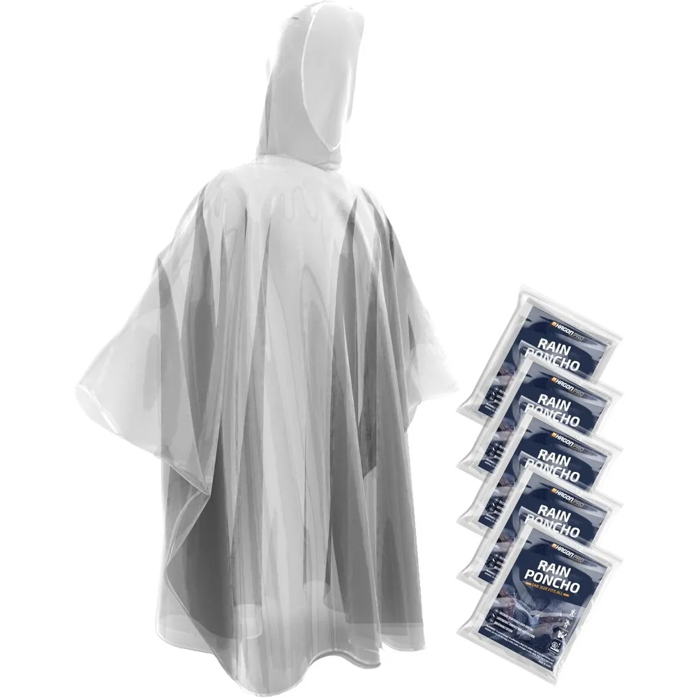 

Disposable Rain Ponchos for Adults (5 Pack)