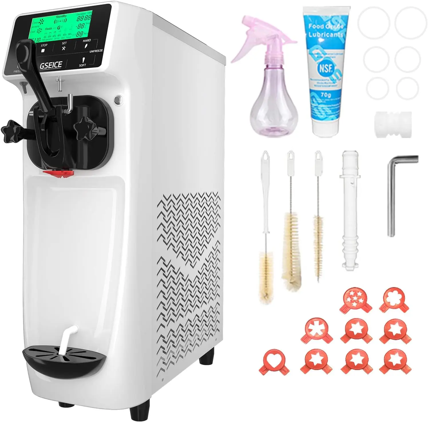 Ice Cream Maker Machine for home,3.2 to 4.2 Gal/H Soft Serve Machine,Single Flavor Ice Cream Maker,1050W Countertop S