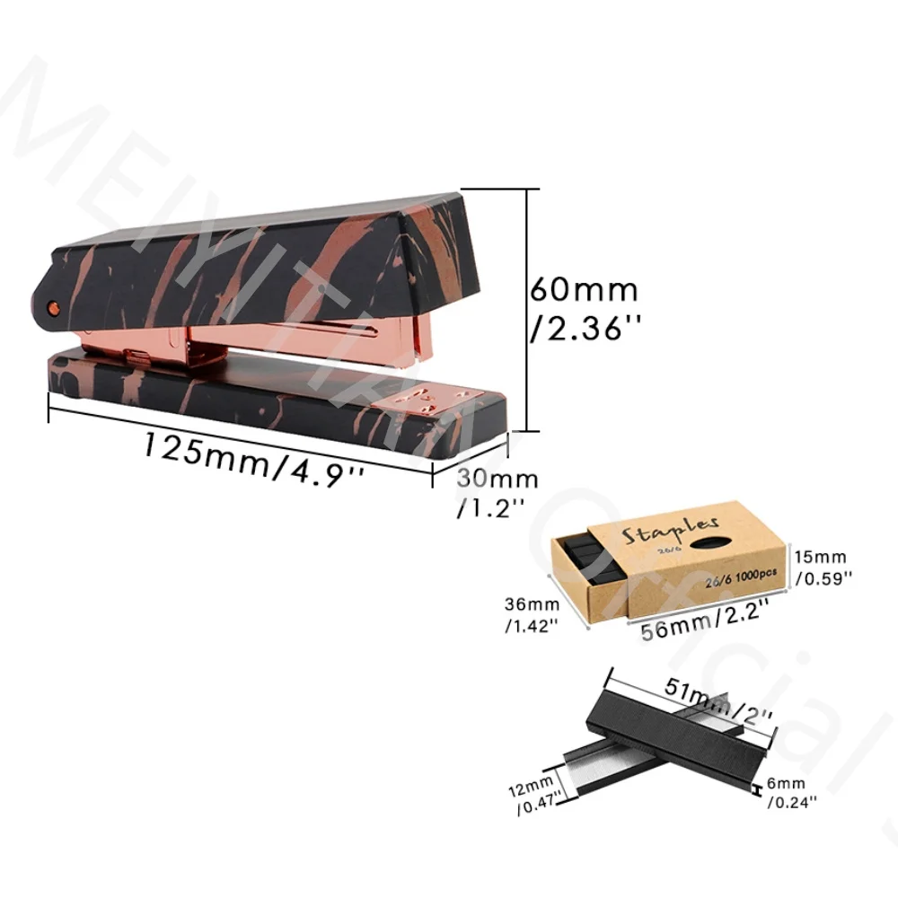Настольный степлер из черного мрамора с 1000 шт. скобами, ручная обвязка, легко загружаемый сверхпрочный степлер, офисные аксессуары для степлера