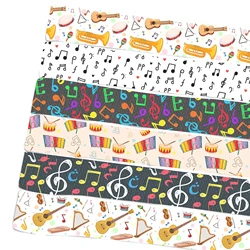 5 Yards Multi Size Music Guitars Violin Printed Grosgrain Ribbon For Gift Wrapping DIY Bowknot Party Crafts,5Yc35262