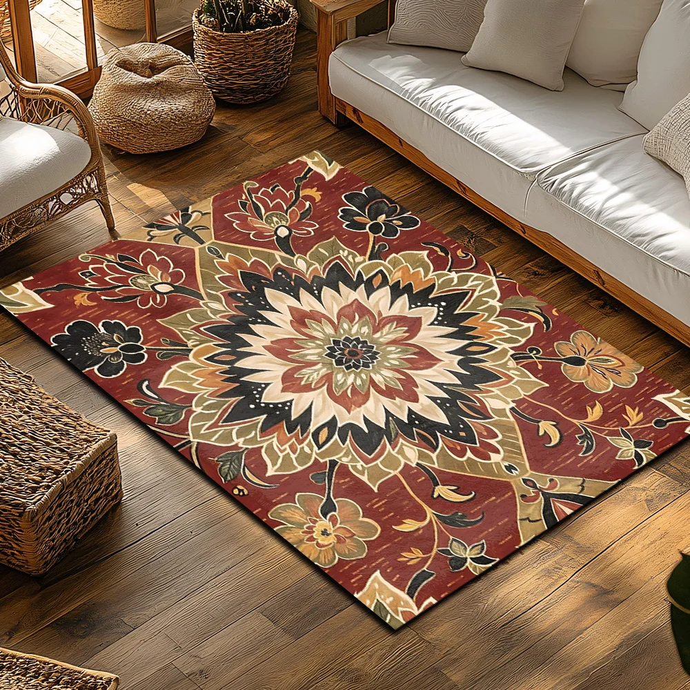 سجادة منطقة الأزهار سجادة فارسية عتيقة ديكور منزلي بوهيمي لغرفة المعيشة وغرفة النوم سجادة أرضية قابلة للغسل وغير قابلة للانزلاق فن تجريدي حديث #4