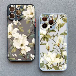 Etui na telefon Magnolia Flower do iPhone 13 12 11 Pro Max Mini 16 15 14 Plus Pro Max X XR XS SE2 8 7 Plus Wstrząsoodporne tylne pokrowce