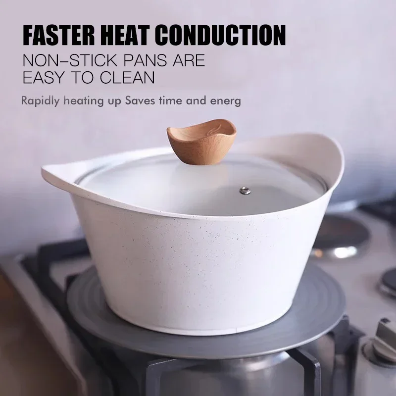 Sell like hot cakes Square Fried Milk Pot Soup Pot Non-Stick Five-Piece Set Detachable Handle Pot Set Cookware Set Cooking