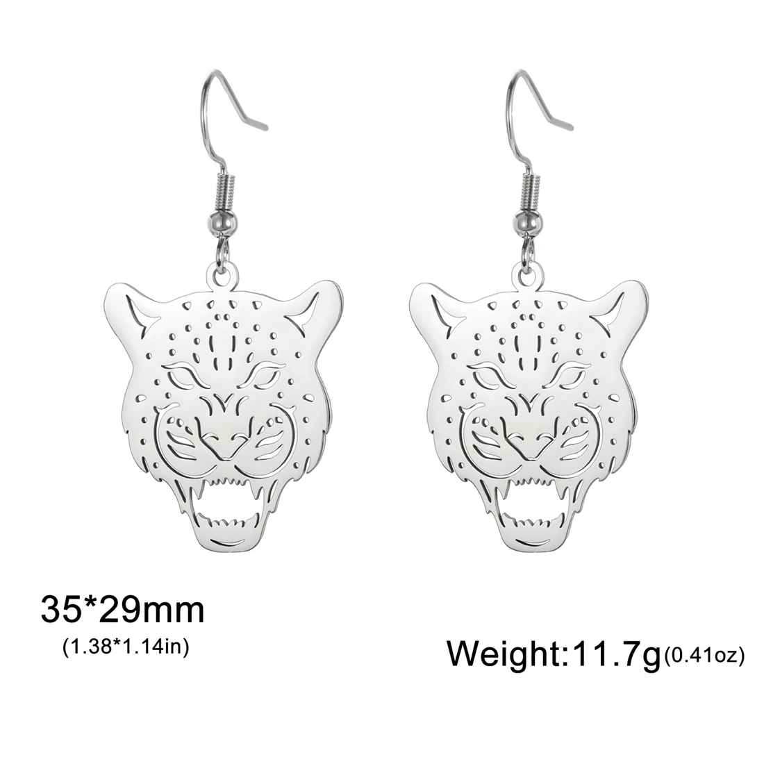Eueavan Tier-Leoparden-Ohrhänger für Damen, Wildtier-Geparden-Hängeohrringe aus Edelstahl, Hip-Hop-Party-Schmuck, Geschenk – Detail 12