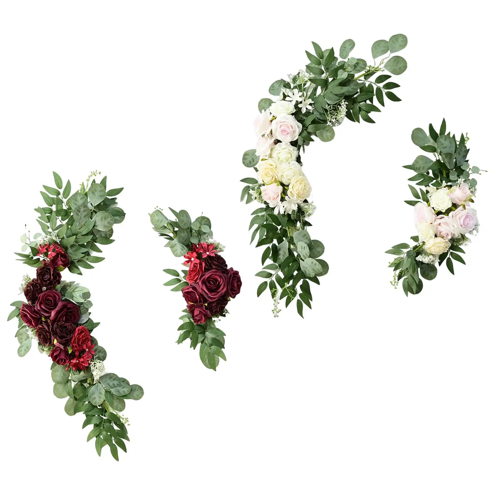 

2x Wedding Arch Flowers Swag Wreath Floral Arrangement Hanging Rustic Silk Green Leaves Handmade for Wedding Party Decor