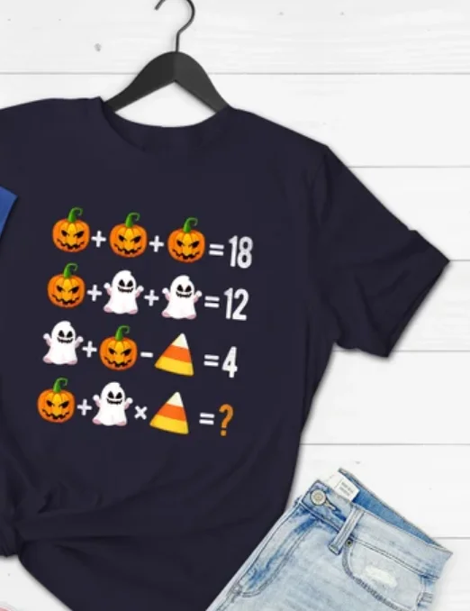 Math Teacher Shirt, Math Teacher Halloween Halloween Teacher Quiz Math Teacher pumpkin hort Sleeve Top Tees O Neck harajuku y2k