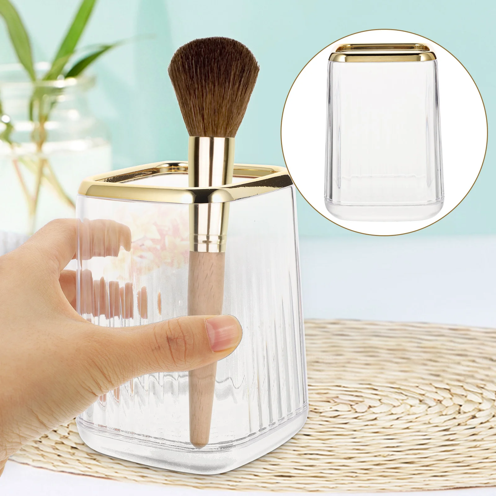 クリアメイクブラシホルダー バニティオーガナイザー ペンシルペンカップ デスク収納オーガナイザー メイクブラシホルダー ペンカップ