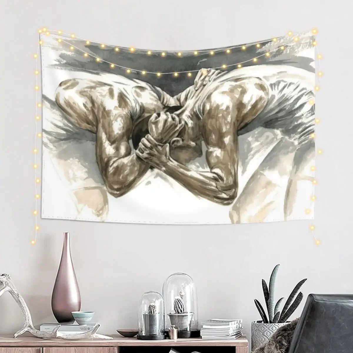 Headbanger - Wrestling Watercolor Tapestry Aesthetic Room Decorations Japanese Room Decor Tapestry