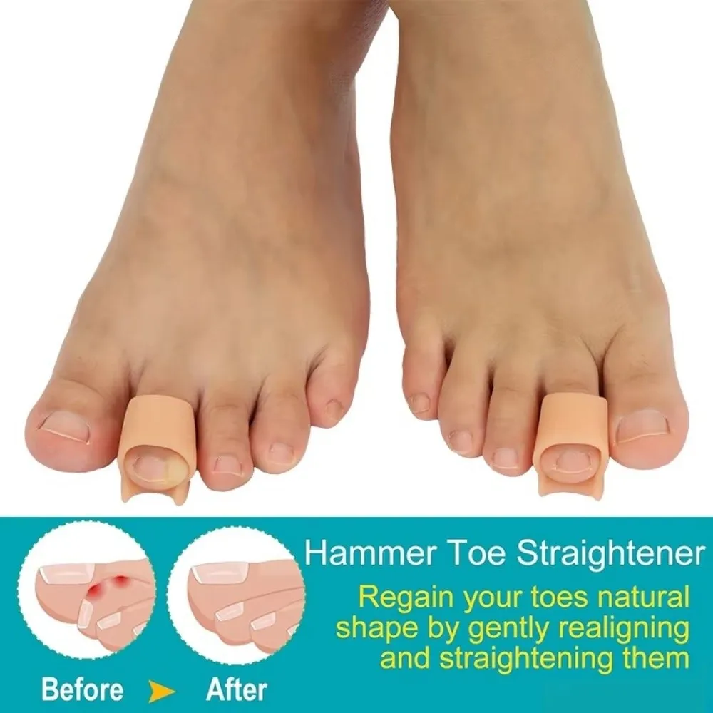 1 pair Foot Supplies Nude Toe Corrector Gel Material Toe Splint Toes Separator Hammer Toe Straightener Bent Toes