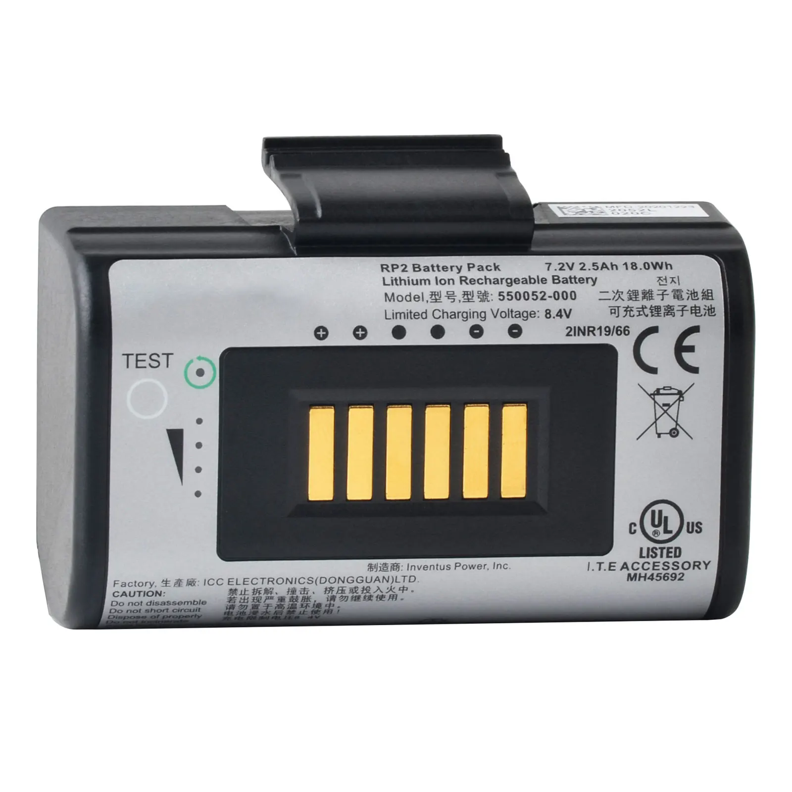 Batería Recargable de Iones de Litio de 2.5Ah 550052-000 para Honeywell RP2, Datamax O'Neil, Impresora Portátil Bluetooth RP2