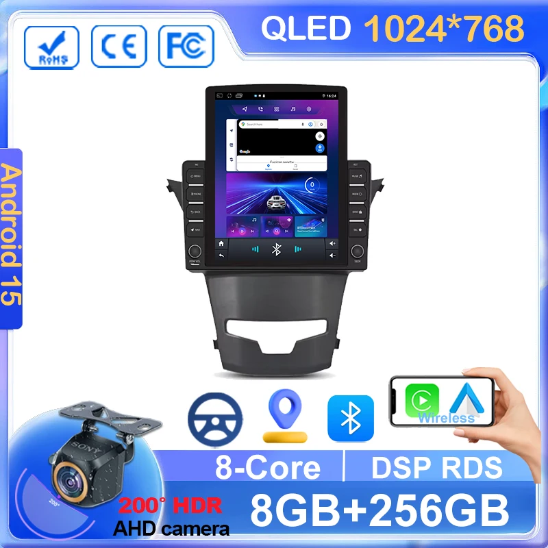 Android 15 Carplay Radio Multimedia para SsangYong Korando 3 Actyon 2 2013 - 2017 unidad principal BT GPS vídeo DVD Autoradio estéreo