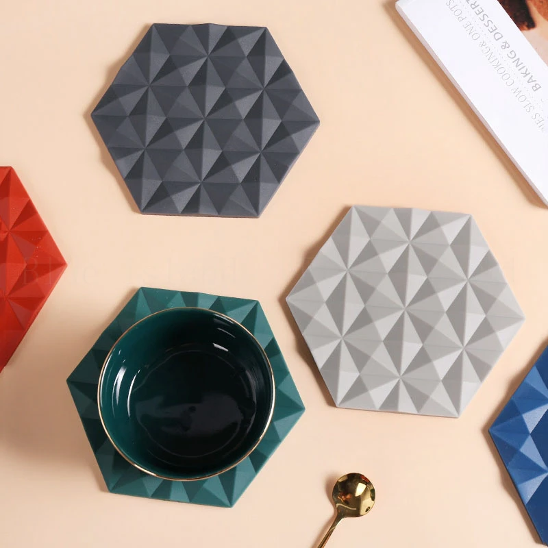 Silicone Mold Concrete Epoxy Coaster Making DIY Decorative Wall Sticker Rhombus Design Cement Gypsum Clay Mould