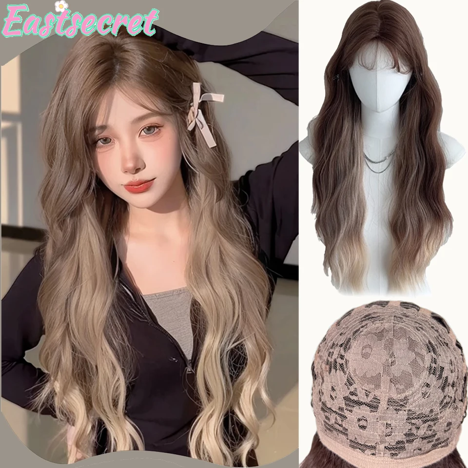 

Long Body Wavy Painting And Dyeing Gradient Wig For Women High Density Synthetic Fashion Layered Wigs With Bangs Costume Wigs