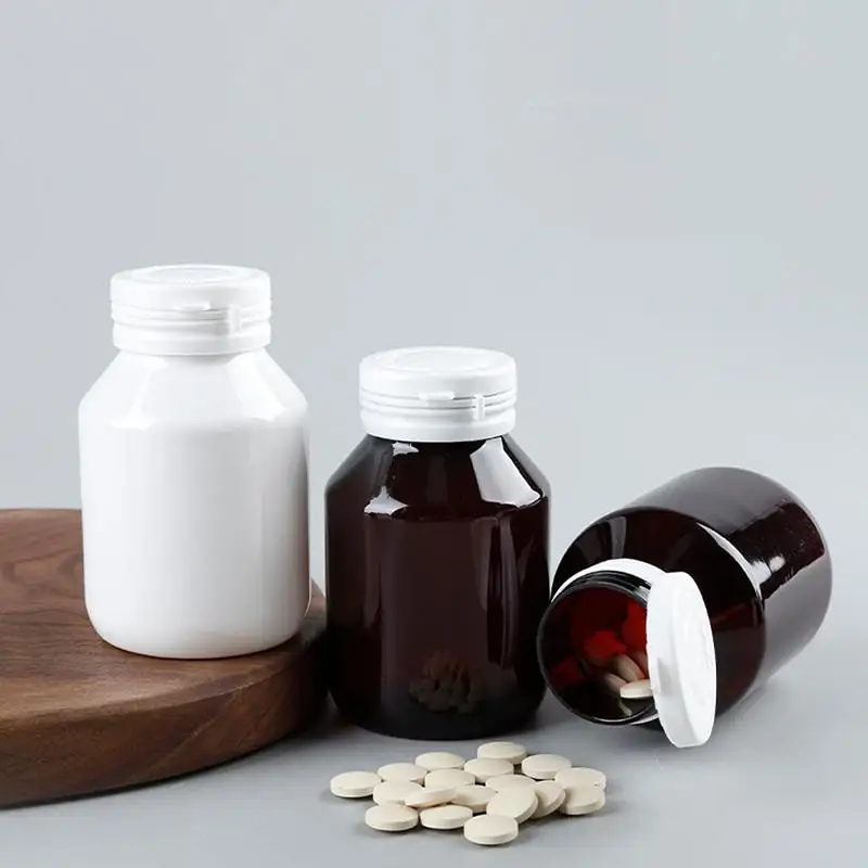 1 Stück Vitamin-Tabletten-Nachfüllflasche mit Abreißverschluss, Pillenbehälter, 130/150 ml, leere Plastikflasche für Nahrungsergänzungsmittel