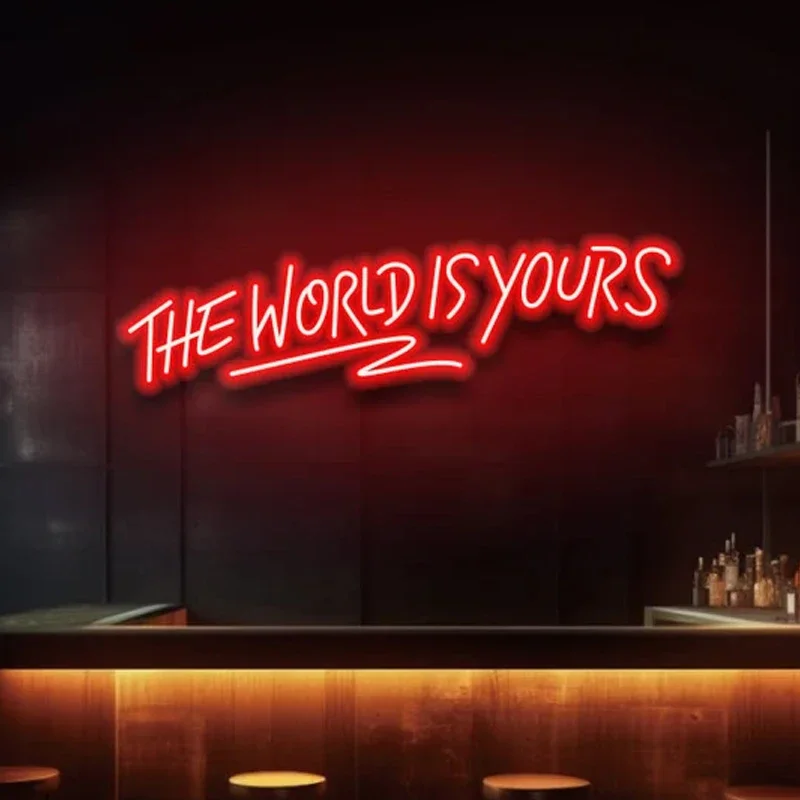 The World Is Yours Neon Sign Custom Fashion LED Neon Signs for Game Room Bedroom Teenagers Children’s Room Decor Kids Gifts Neon