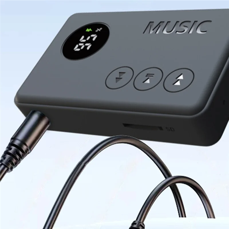 FFYY-자동차 오디오 Bluetooth 5.3 어댑터, LED 디스플레이가 있는 2-In-1 송신기 수신기, 무선 Aux 연결