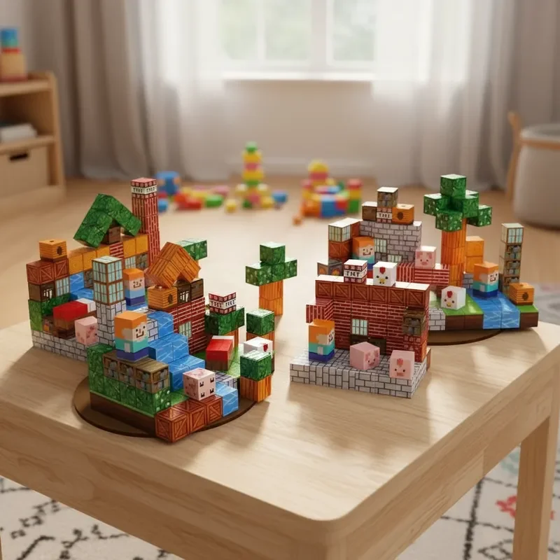 3D Creative Animal House Model DIY Gift 100Pcs Magnetic Blocks Free Assembly STEM Educational Building Toys Decor For Children