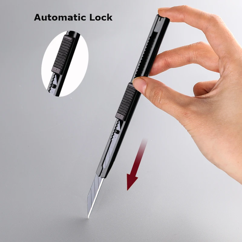 Deli Utility Knife Aluminum Alloy Mini Portable нож Faca Manual Paper Unboxing Cutter with Metal 9mm Blade Self-locking Design