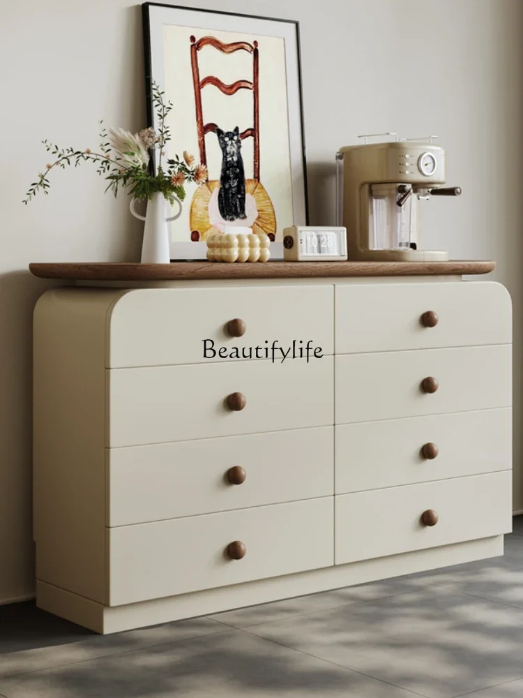 Retro chest of drawers, storage against the wall, solid wood storage, bedside storage, eight-bucket cabinet