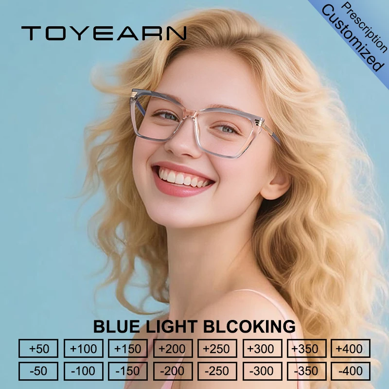 

TOYEARN элегантные очки для чтения «кошачий глаз», женские настраиваемые компьютерные оптические очки по рецепту TR90, оправа для близорукости и дальнозоркости