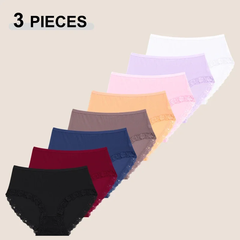 3Pcs/Set Women's Seamless Plus Size Maternity Panties Sexy Lace High Waist Mommy Underpants Female Physiological Underwear L-4XL